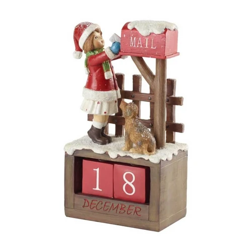 Фигурка декоративная Christmas Toys Девочка с календарем 12,5 х 8 х 22,5 см (фото 1)